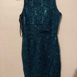 As U Wish Green Sequin Mini Dress